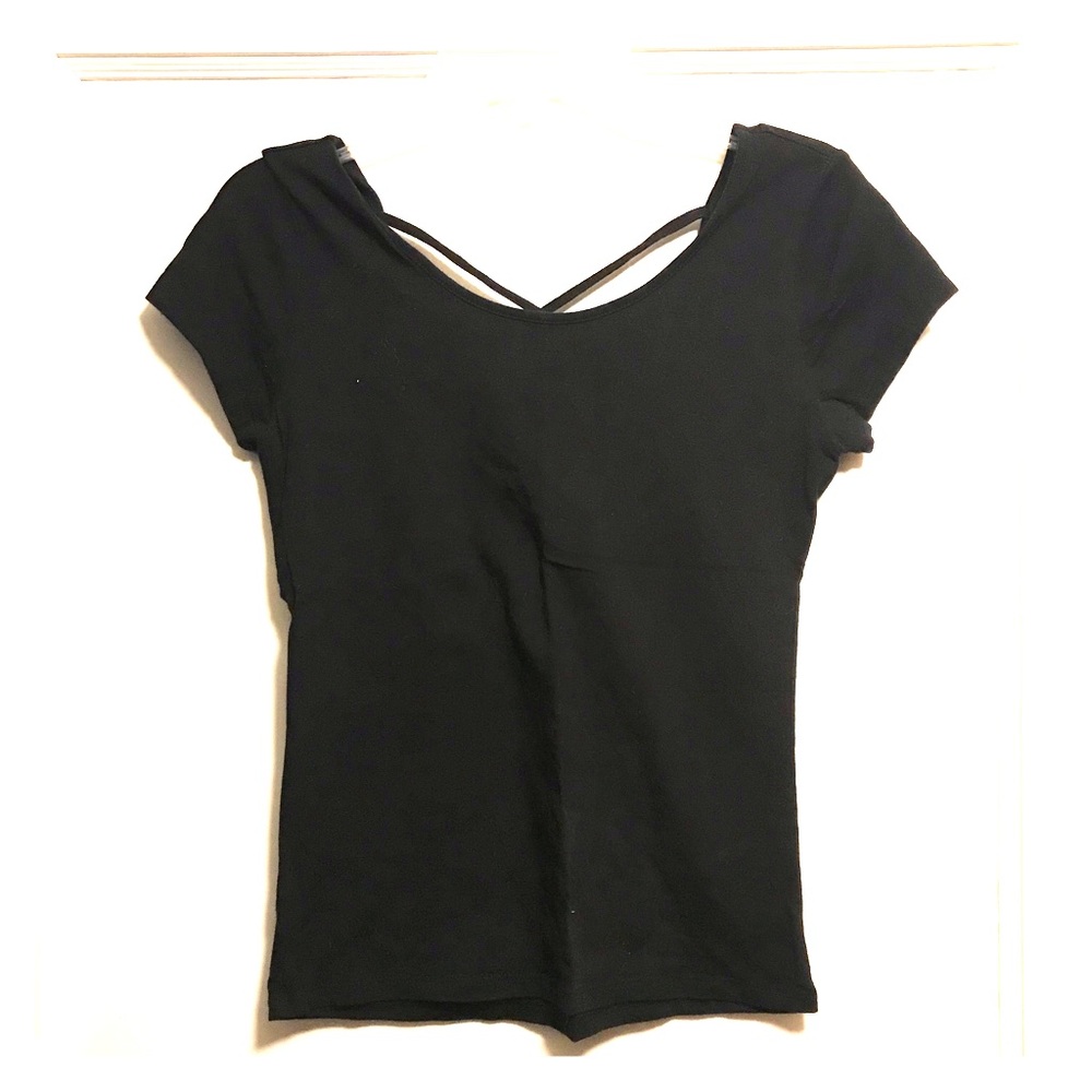 Black Tee with criss cross back